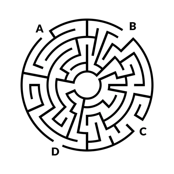 Gioco Labirinto Circolare Isolato Sfondo Bianco — Vettoriale Stock