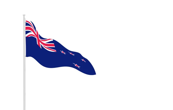 Ondeando Bandera Nacional Nueva Zelanda Plantilla Banner Con Fondo Blanco — Vector de stock