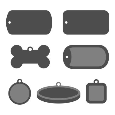 Köpek etiket kimliği rozetleri kümesi. Kimlik etiketleri.