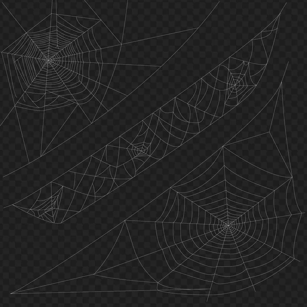 Conjunto Telaraña Redonda Recta Para Diseño Decoración Halloween — Archivo Imágenes Vectoriales