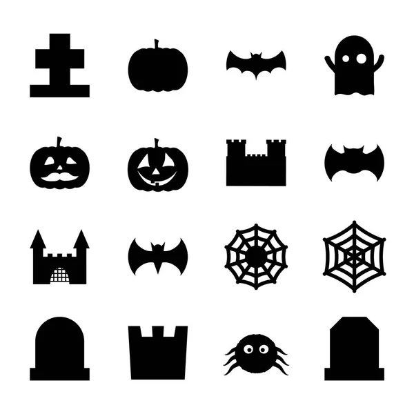 Conjunto Halloween Relacionados Ícones Decoração Assustador Bonito Para Design —  Vetores de Stock
