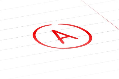 A examination result grade latter red mark sign