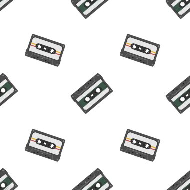 Retro sorunsuz arka plan ses kasetleri ile. Manyetik tileable desen kasetleri.