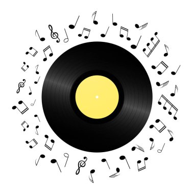 Retro vinil kayıt kartı arka plan. Vintage 1980'li yıllarda müzik Illustration.
