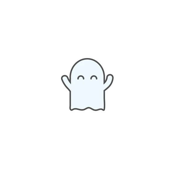 Leuke Flat Ghost Sticker Geïsoleerd Witte Achtergrond — Stockvector