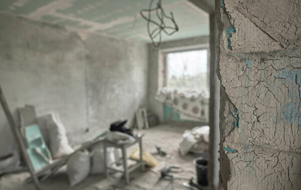 Empty destructed room prepared for the major overhaul