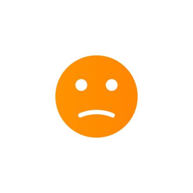 Memnun emoji antropomorfik yüz. Beyaz bir arka plan üzerinde izole turuncu gülümseme