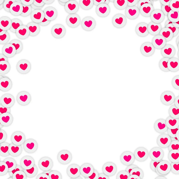 Sentiments Icônes Signe Amour Dispersés Sur Fond Blanc Modèle Cadre — Image vectorielle