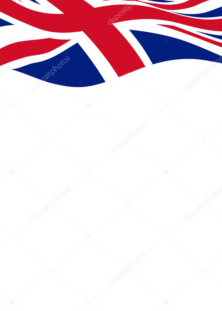 Card background with waving flag of United Kingdom