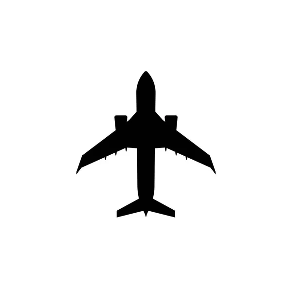 単純なチャーター旅客飛行機アイコン ジェット航空機のシルエット — ストックベクタ