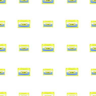 Retro sorunsuz arka plan ses kasetleri ile. Manyetik tileable desen kasetleri