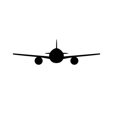 Charter uçak siluet çizimi. Jet önden görünüm