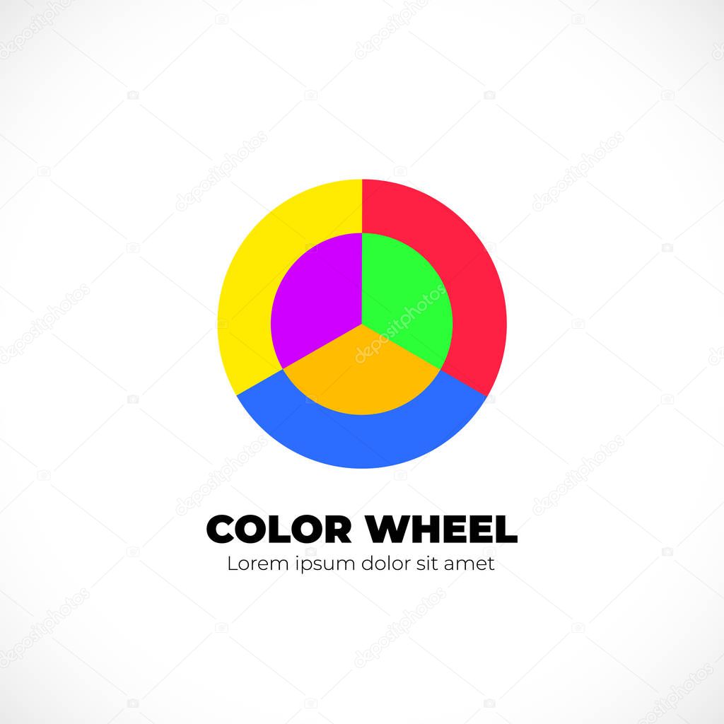 Simple color wheel icon isolated on white background. Circular logo with golor transitions