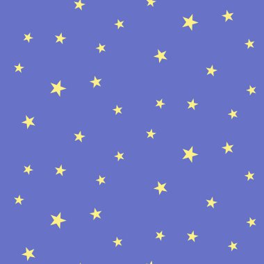 Cosmos seamless modeli. Vektör gece gökyüzü illüstrasyon mavi arka plan üzerinde yıldız ile