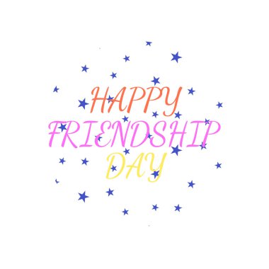 Dostluk gün kutlama illüstrasyon yıldız öğeleri ve renkli metin