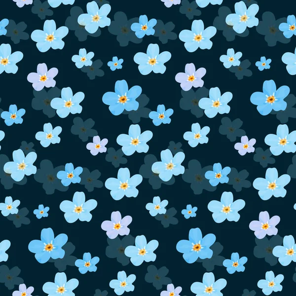Vector Floral Seamless Pattern Illustration Little Cute Colored Flowers Blue — Stock Vector