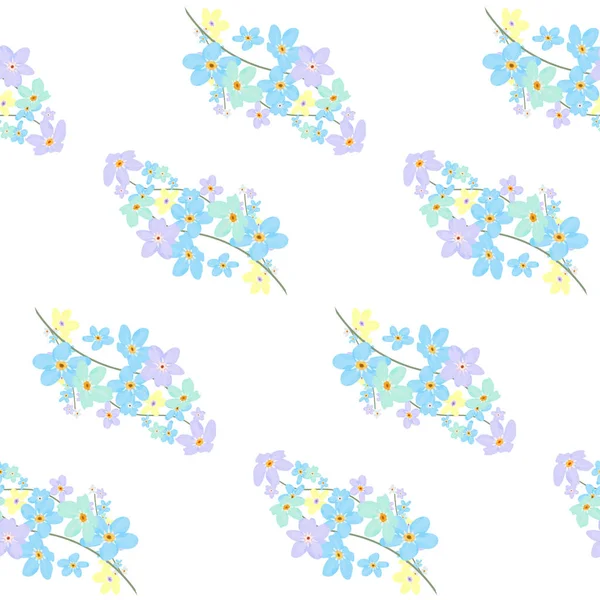 Vektorflorales Nahtloses Muster Illustration Von Kleinen Niedlichen Farbigen Blumen Blau — Stockvektor