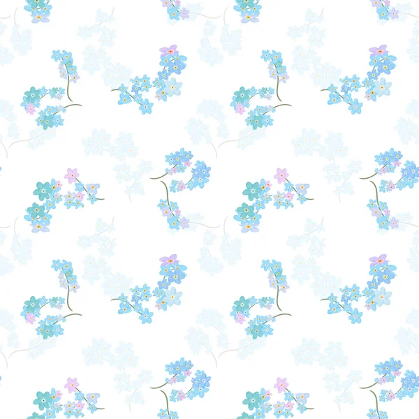 Vektorflorales Nahtloses Muster Illustration Von Kleinen Niedlichen Farbigen Blumen Blaue — Stockvektor