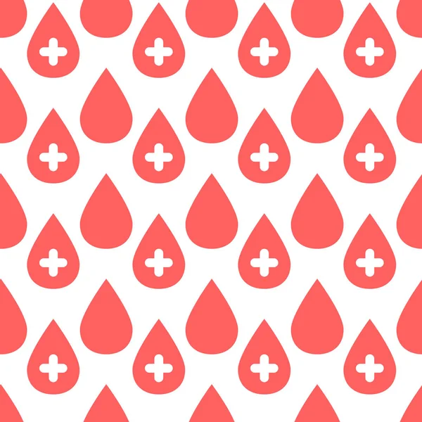 Krwi Upuścić Wzór Ilustracja Wektorowa Czerwone Krople Białym Krzyżykiem Projektowania — Wektor stockowy