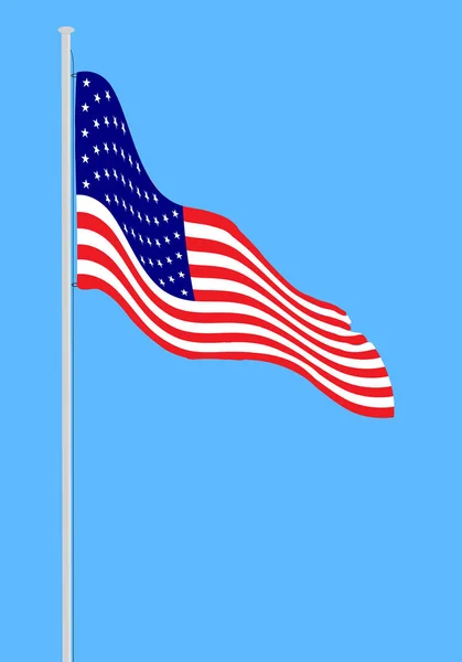 Ondeando Bandera Americana Ilustración Aislada Bandera Del Vector Usa Para — Vector de stock