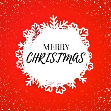 Neşeli Noel tebrik arka plan şablonu kar taneleri ve kar yağışı ile