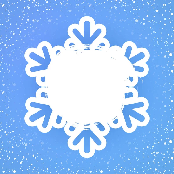 Feestelijke Winter Kaartsjabloon Met Sneeuwval Van Sneeuwvlokken Copyspace Blauwe Achtergrond — Stockvector