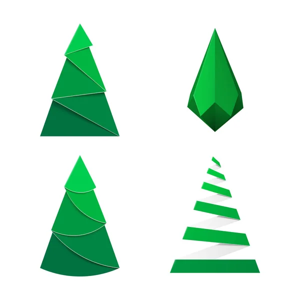 Conjunto Papel Verde Árboles Navidad Signo Abeto Cartón Para Decoraciones — Archivo Imágenes Vectoriales