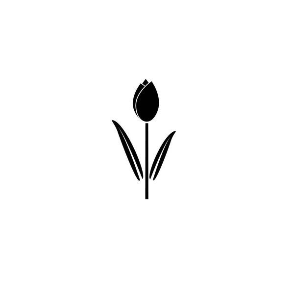 シンプルな黒い花のアイコン ハーブ花黒グリフ — ストックベクタ