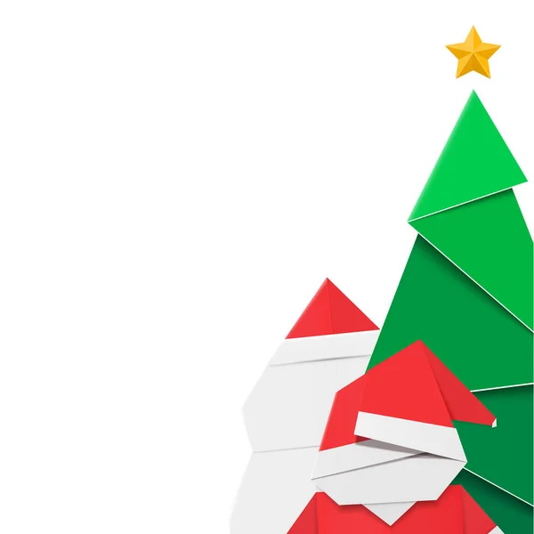 白色背景与冬季标志折纸元素 新年树 雪人和圣诞老人 — 图库矢量图片