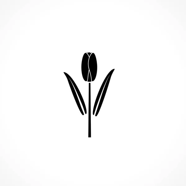 黒花植物アイコン 花のグリフの符号 ハーブのシルエット — ストックベクタ