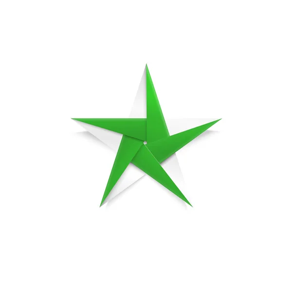 Estrela Natal Origami Verde Decoração Ano Novo Trabalhada Partir Papel — Vetor de Stock