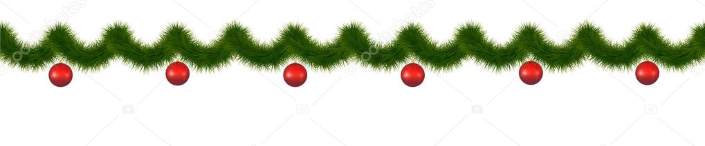 Festive green fin garland for web and sites design