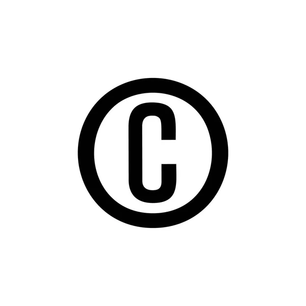 Icono Copyright Negro Aislado Sobre Fondo Blanco — Vector de stock