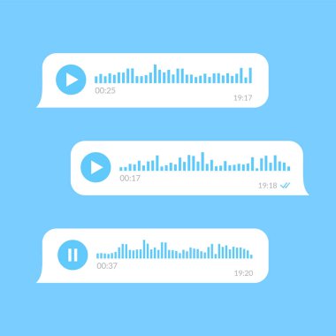 White voice messages bubbles on blue background clipart