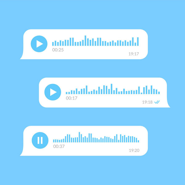 White voice messages bubbles on blue background