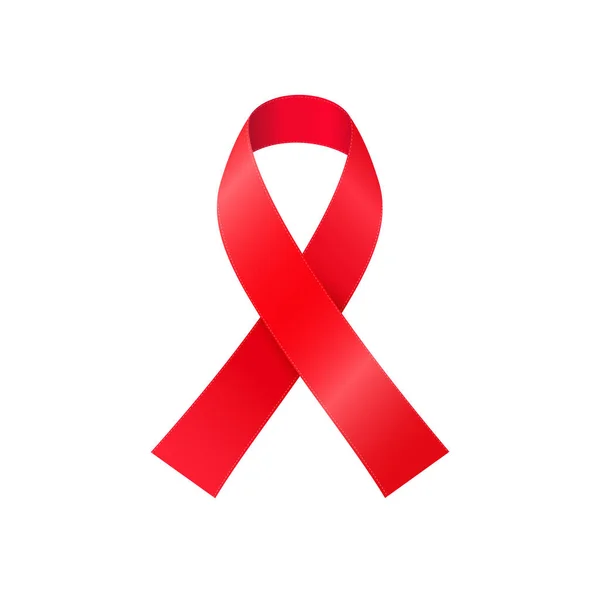 赤いアウェアネス リボン ホワイト バック グラウンド Hiv 感染とがんのシンボル上連帯キャンペーンに分離 世界エイズデーの世界的な記号 — ストックベクタ