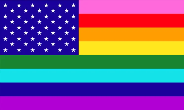 Bendera Kebanggaan Lgbt Amerika Serikat Bendera Pelangi Amerika - Stok Vektor