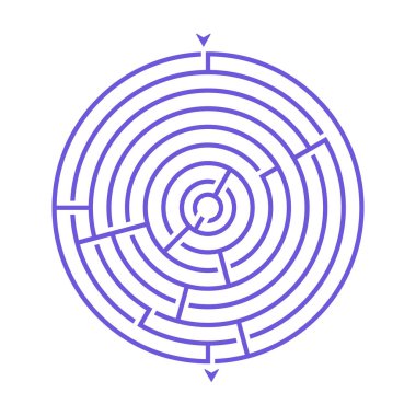 Basit yuvarlak labirent labirent çocuklar için oyun. Bulmacalar çocuk kümesinden birini bilmeceler