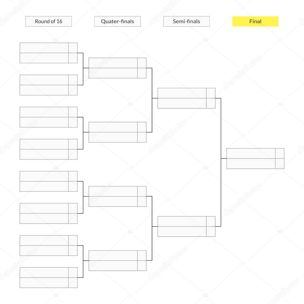 Round of 16 tournament bracket template for infographics