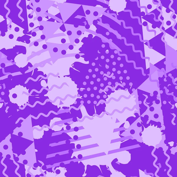 抽象无缝图案与液体和几何形状颜色在现代质子紫色 — 图库矢量图片