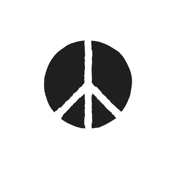 Grunge Textúra Hippi Kerek Fekete Béke Jele — Stock Vector