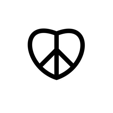 Kalp şeklinde barış işareti kalın satır simgesi