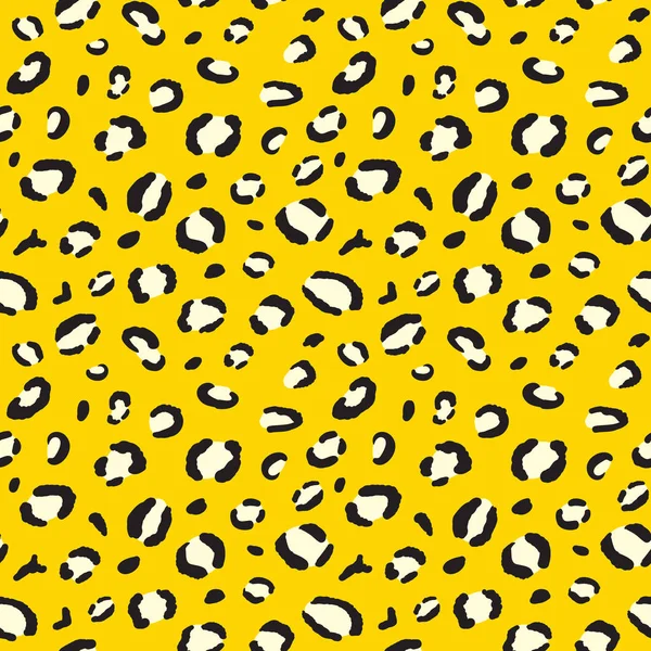 Yellow Leopard Print Seamless Animal Fur Texture — Stock Vector