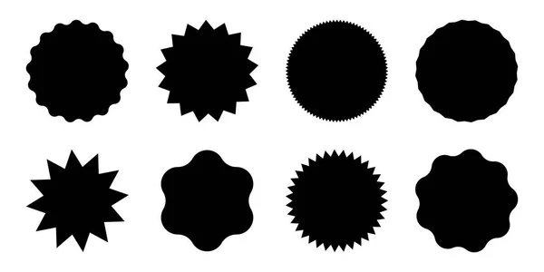 Чорні Круглі Торговельні Марки Шпильками Набір Простих Піктограм Сонця — стоковий вектор