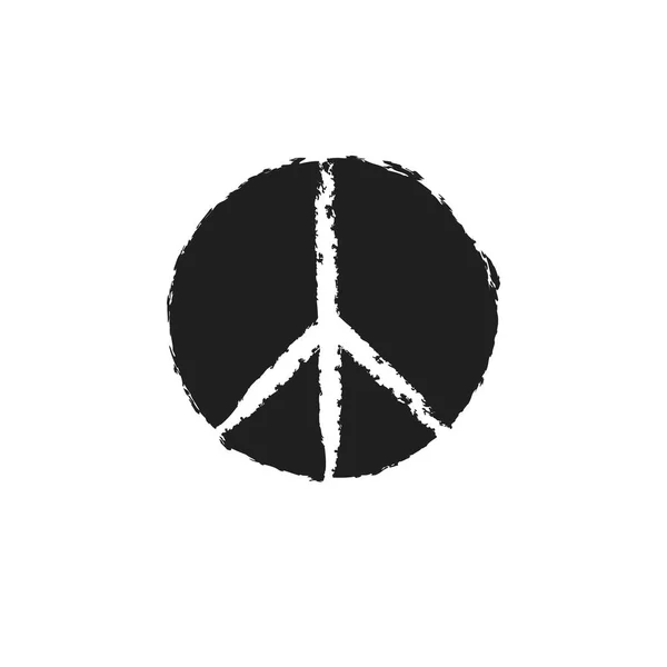 Круглий Текстурований Хіпі Знак Миру Друку — стоковий вектор