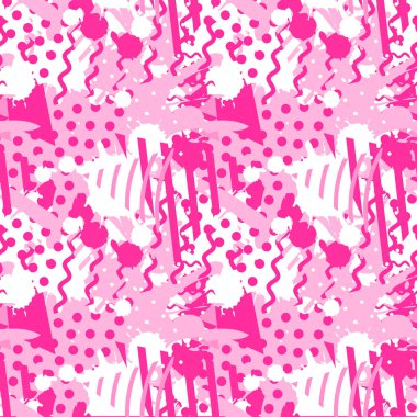 Geometrik şekiller ve soyut sıvı formlar ile Seamless modeli. Moda plastik pembe renk tonlarında renk