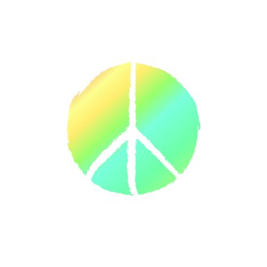 Yuvarlak hippi barış işareti yazdırmak için dokulu.