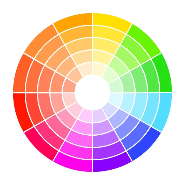 Guia de roda de cores com saturação e destaque. Colour picker assistant . — Vetor de Stock