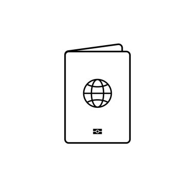 İzole siyah ince çizgi passport basit simgesini.