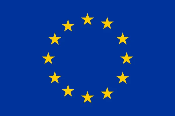 Europaflagge mit 12 goldenen Sternen auf blauem Hintergrund. — Stockvektor
